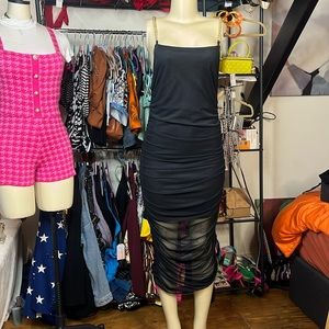 The Gold Strapped Mesh Midi